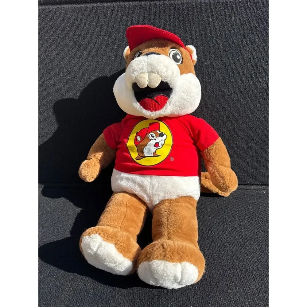 Buc-ees Beaver Plush Toy With Red Shirt & Cap Lg 26